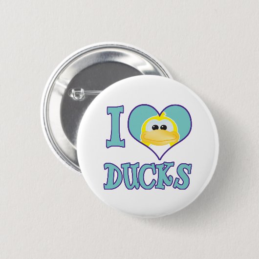 Badge Rond 5 Cm J'aime les canards (Devant & derrière)
