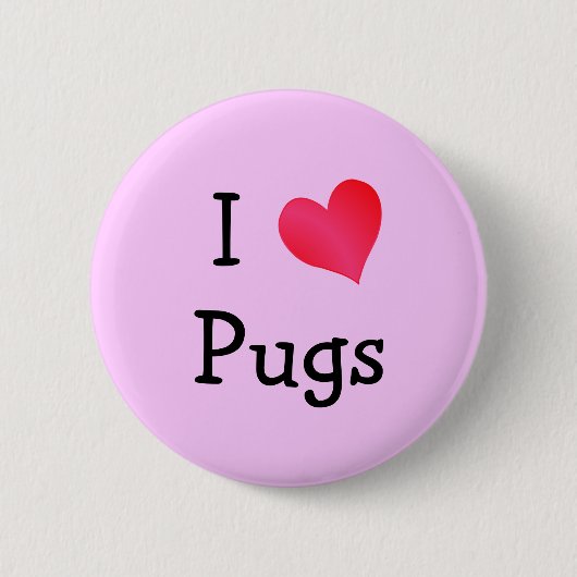 Badge Rond 5 Cm J'aime les Carlins (Devant)