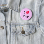 Badge Rond 5 Cm J'aime les Carlins (En situation)
