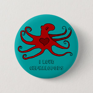 Badge Rond 5 Cm J'aime les céphalopodes