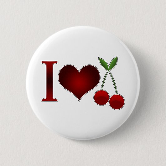 Badge Rond 5 Cm J'aime les cerises (Devant)