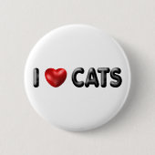 Badge Rond 5 Cm J'aime les chats (Devant)