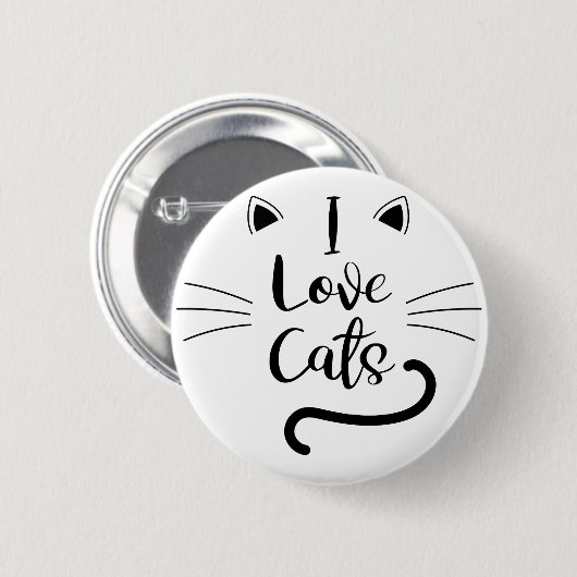 Badge Rond 5 Cm J'aime les chats (Devant & derrière)