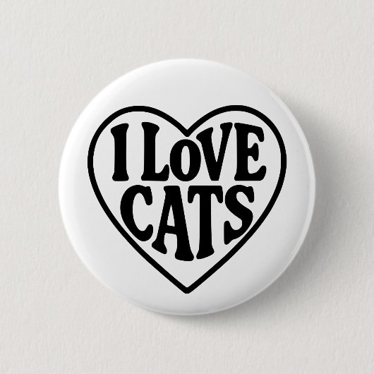 Badge Rond 5 Cm J'aime les chats (Devant)