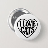 Badge Rond 5 Cm J'aime les chats (Devant & derrière)