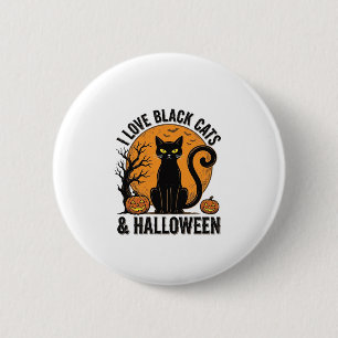 Badge Rond 5 Cm J'aime les chats noirs Halloween Vintage Shirt Des