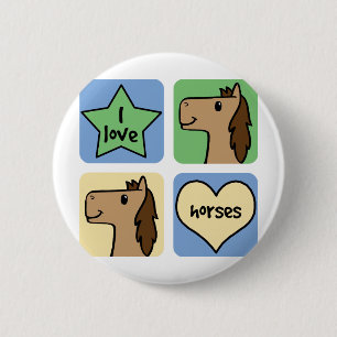 Badge Rond 5 Cm J'aime les chevaux