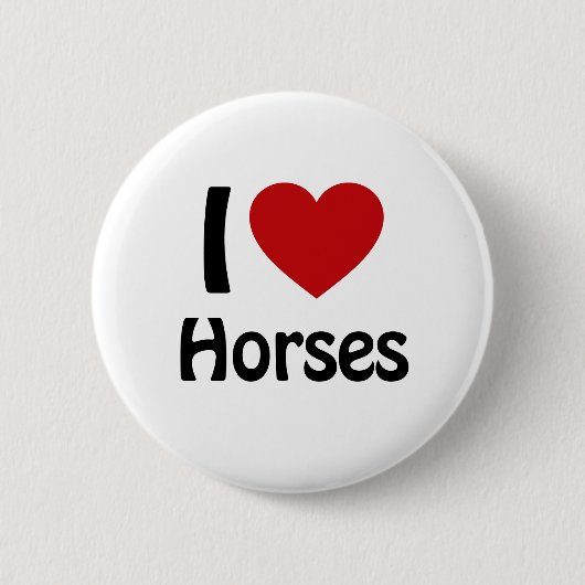 Badge Rond 5 Cm J'aime les chevaux (Devant)