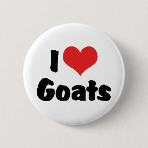 Badge Rond 5 Cm J'aime les chèvres à coeur - Amoureux de chèvres