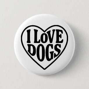 Badge Rond 5 Cm J'aime les chiens