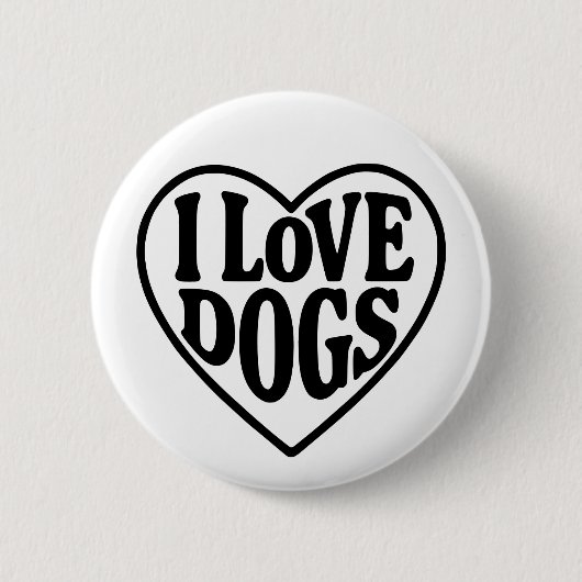 Badge Rond 5 Cm J'aime les chiens (Devant)