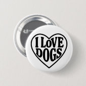 Badge Rond 5 Cm J'aime les chiens (Devant & derrière)