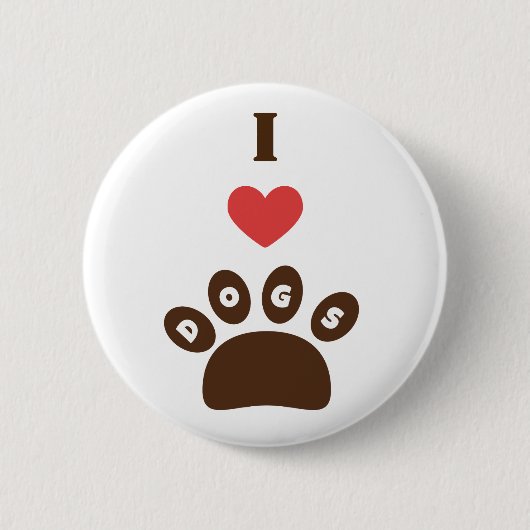 Badge Rond 5 Cm J'aime les chiens (Devant)