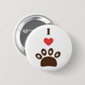 Badge Rond 5 Cm J'aime les chiens (Devant & derrière)