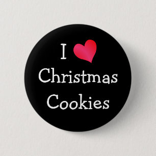 Badge Rond 5 Cm J'aime les cookies de Noël