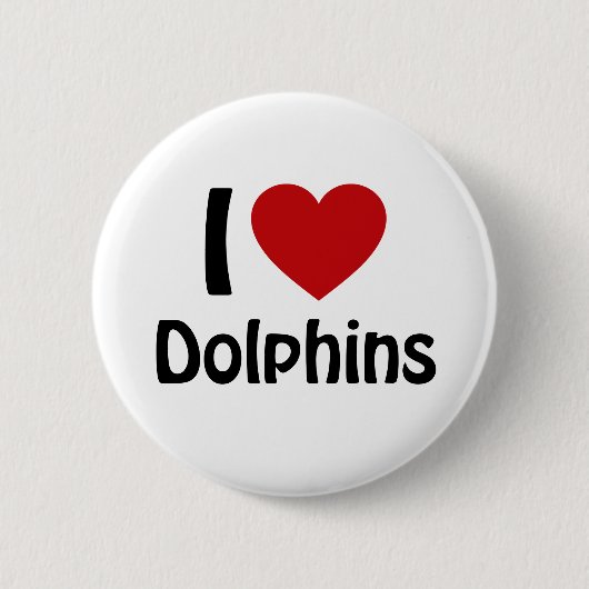 Badge Rond 5 Cm J'aime les dauphins (Devant)