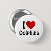 Badge Rond 5 Cm J'aime les dauphins (Devant & derrière)