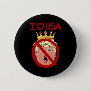 Badge Rond 5 Cm J'aime les États-Unis anti Trump