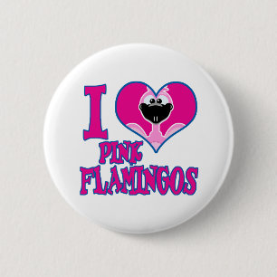 Badge Rond 5 Cm J'aime les flamants