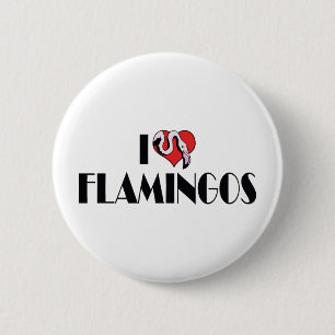 Badge Rond 5 Cm J'aime les flamants roses - Amoureux des flamants