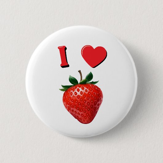 Badge Rond 5 Cm J'aime les fraises (Devant)