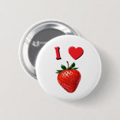 Badge Rond 5 Cm J'aime les fraises (Devant & derrière)