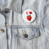 Badge Rond 5 Cm J'aime les fraises (En situation)