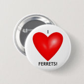 Badge Rond 5 Cm J'aime les furets au coeur rouge (Devant & derrière)