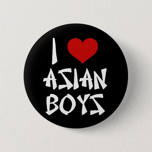 Badge Rond 5 Cm J'aime les garçons asiatiques (Devant)