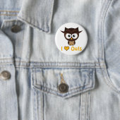 Badge Rond 5 Cm J'aime les hiboux du coeur (En situation)