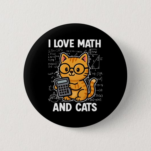 Badge Rond 5 Cm J'aime les maths et les chats (Devant)