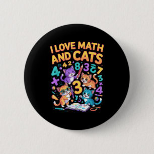 Badge Rond 5 Cm J'aime les maths et les chats Professeur Élève