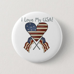 Badge Rond 5 Cm J'aime les mes Etats-Unis