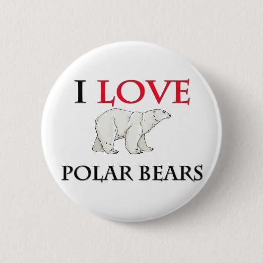 Badge Rond 5 Cm J'aime les ours blancs (Devant)