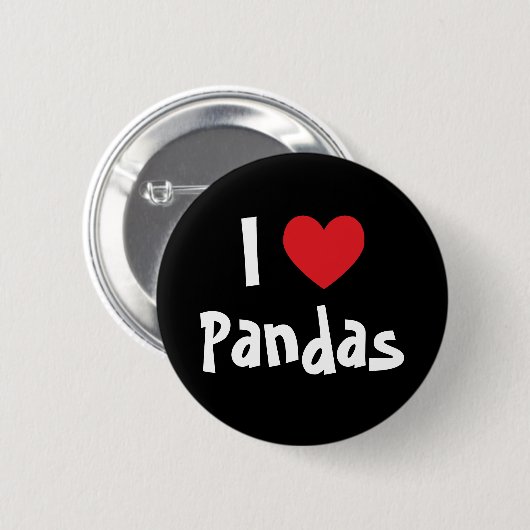 Badge Rond 5 Cm J'aime les pandas (Devant & derrière)