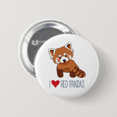 Badge Rond 5 Cm J'aime les pandas rouges - panda rouge de bande (Devant & derrière)