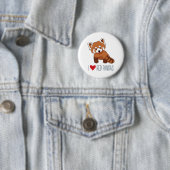Badge Rond 5 Cm J'aime les pandas rouges - panda rouge de bande (En situation)