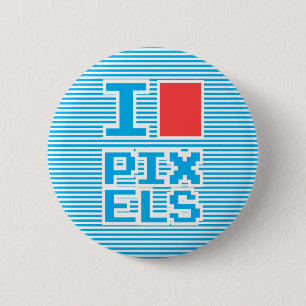 Badge Rond 5 Cm J'Aime Les Pixels, Jouant Avec La Collection Des G