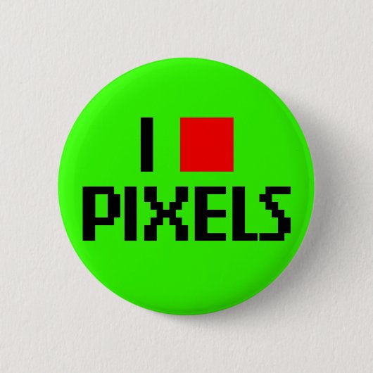 Badge Rond 5 Cm J'Aime Les Pixels Sombres (Devant)