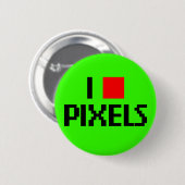 Badge Rond 5 Cm J'Aime Les Pixels Sombres (Devant & derrière)