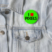 Badge Rond 5 Cm J'Aime Les Pixels Sombres (En situation)