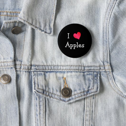 Badge Rond 5 Cm J'Aime Les Pommes (En situation)