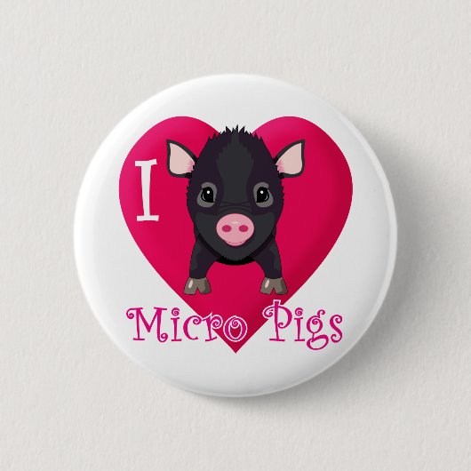 Badge Rond 5 Cm J'aime les porcs micro (Devant)