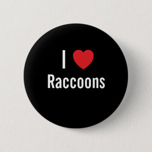 Badge Rond 5 Cm J'aime les Raccoons