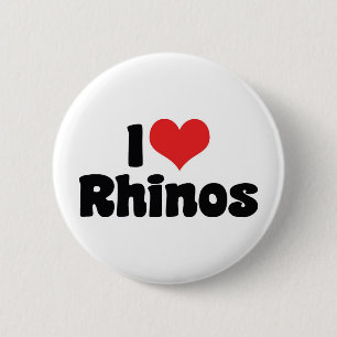 Badge Rond 5 Cm J'aime les rhinocéros à cœur - Amateur de rhinocér
