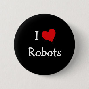 Badge Rond 5 Cm J'aime les robots