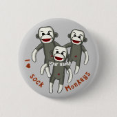 Badge Rond 5 Cm J'Aime Les Singes De Choc (Devant)