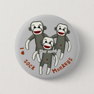 Badge Rond 5 Cm J'Aime Les Singes De Choc