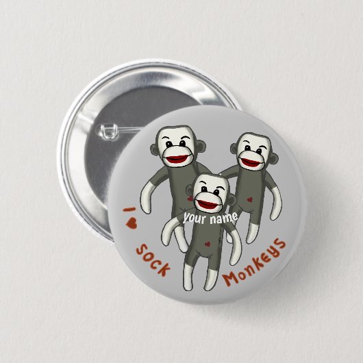 Badge Rond 5 Cm J'Aime Les Singes De Choc (Devant & derrière)