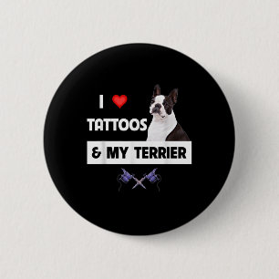Badge Rond 5 Cm J'Aime Les Tatouages Et Ma Frontière Collie Chien